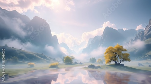 Mountain sunrise and sunset with a beautiful sky and nature