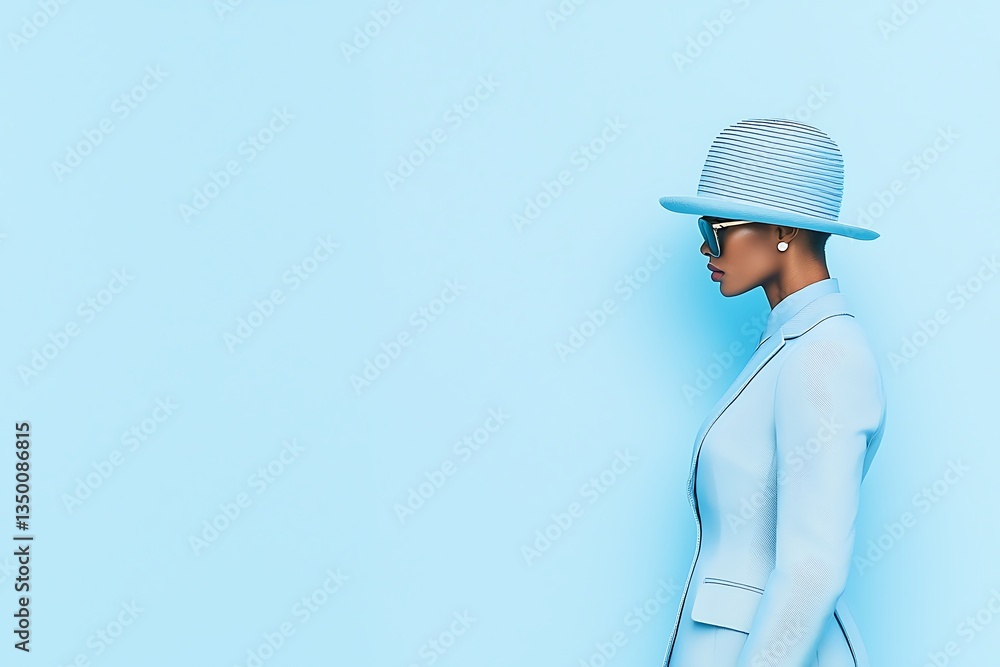 Blue Suit Woman Profile with Pastel Background. Blue Suit Woman Profile with Pastel Background.