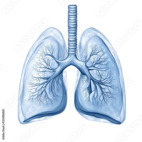 Human lungs isolated on a transparent background