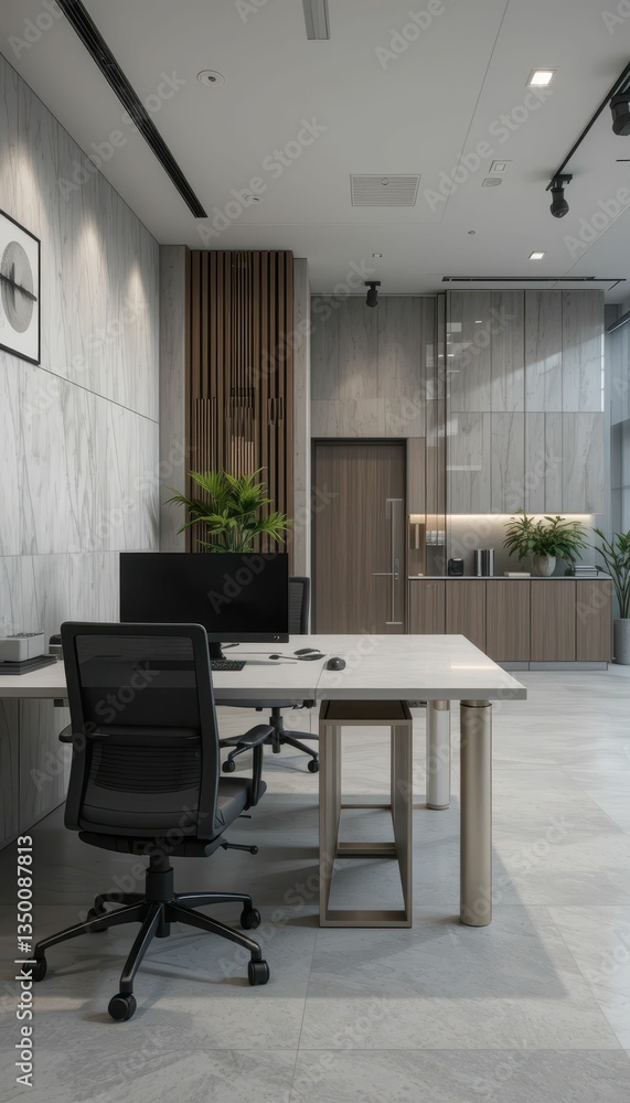 Fototapeta premium Modern Office Interior with Sleek Design and Calm Atmosphere