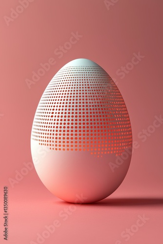 Large pisanka silhouette against soft coral background with gold patterns