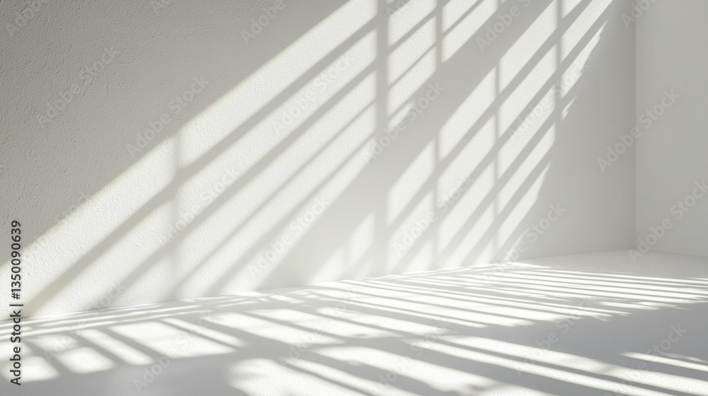 Fototapeta premium Soft Light and Shadow Patterns on Minimalist White Wall Surface