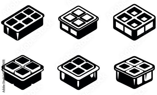 Various Ice Cube Trays in Vector Illustration