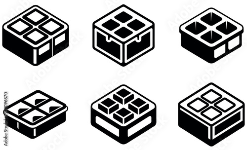 Set of Ice Cube Trays in Vector Illustration