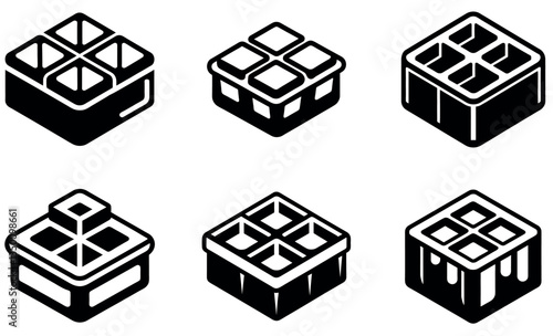 Set of Ice Cube Trays in Vector Illustration