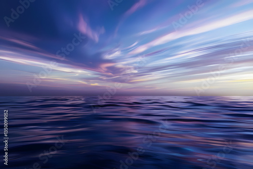 sunset over the sea, Tranquil Twilight Landscape Of Water And Colorful Sky