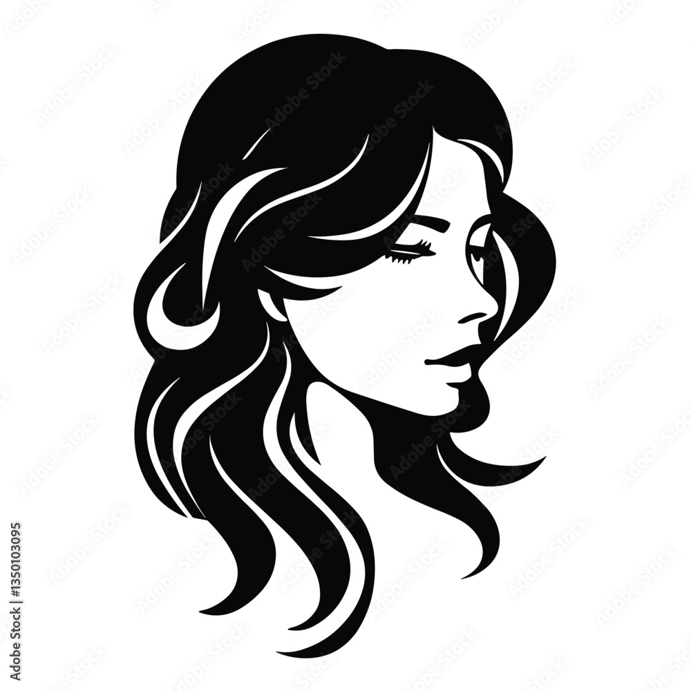 A stylish and artistic silhouette of a girl, capturing grace and elegance in a minimalist black and white design. Perfect for fashion, beauty, logo design, branding, and artistic illustrations. A stylish and artistic silhouette of a girl, capturing grace and elegance in a minimalist black and white design. Perfect for fashion, beauty, logo design, branding, and artistic illustrations.