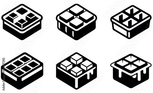 Compartment Ice Cube Trays in Monochrome Illustration