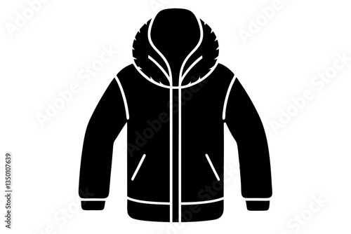 Stylish Winter Jacket Icon Silhouette for Cozy Winter Illustrations