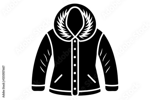 Minimalist Winter Jacket Icon Silhouette for Winter Apparel Illustrations