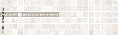 Collection of vector seamless geometric ornament patterns in different styles. Beige repeatable unusual backgrounds. Endless soft prints, textile textures