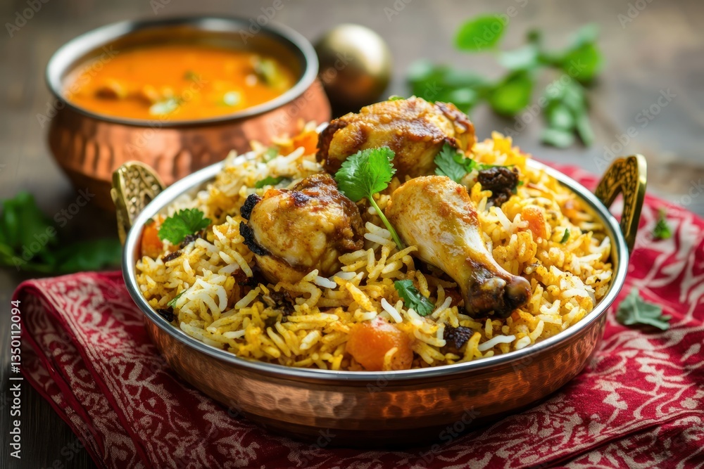 Chicken Biryani, Indian Cuisine, Copper Bowl, Spices, Recipe Chicken Biryani, Indian Cuisine, Copper Bowl, Spices, Recipe