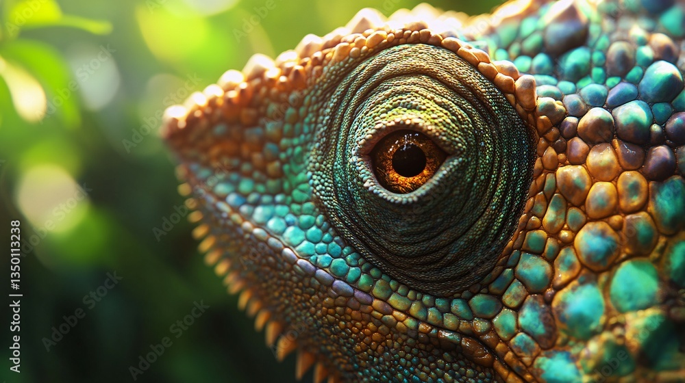 Fototapeta premium A close up photograph of a colorful reptile eye