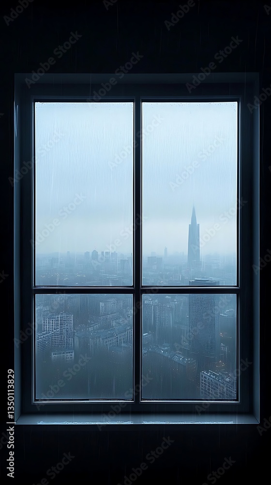 Fototapeta premium Foggy Cityscape from Window.