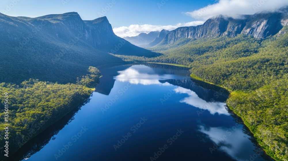 Obraz premium Serene Mountain Lake Reflection in Tasmania