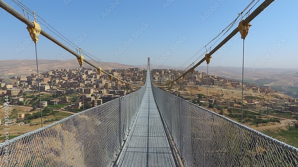 Fototapeta premium Symbolic bridge connecting two divided communities representing unity