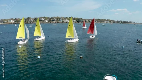 boats on the sea in Marbelhead, MA