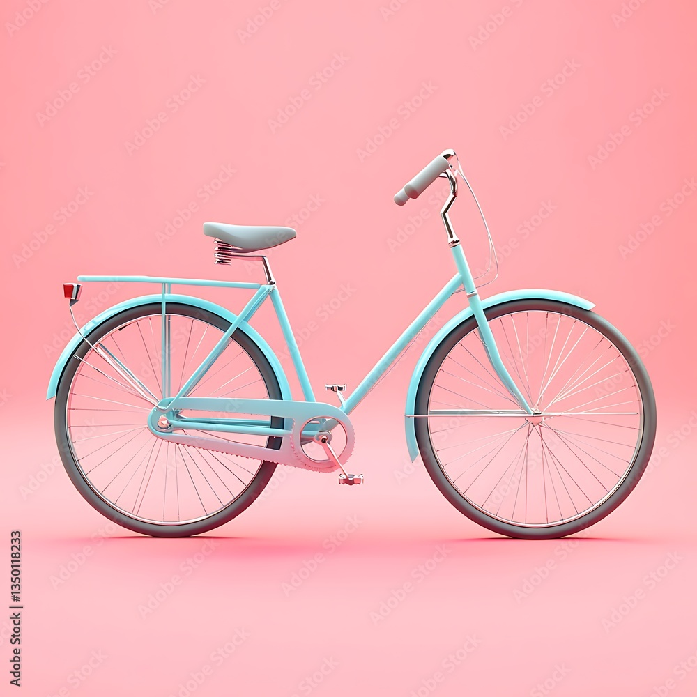 Stylish illustrator rendering displaying bicycle pink background Stylish illustrator rendering displaying bicycle pink background