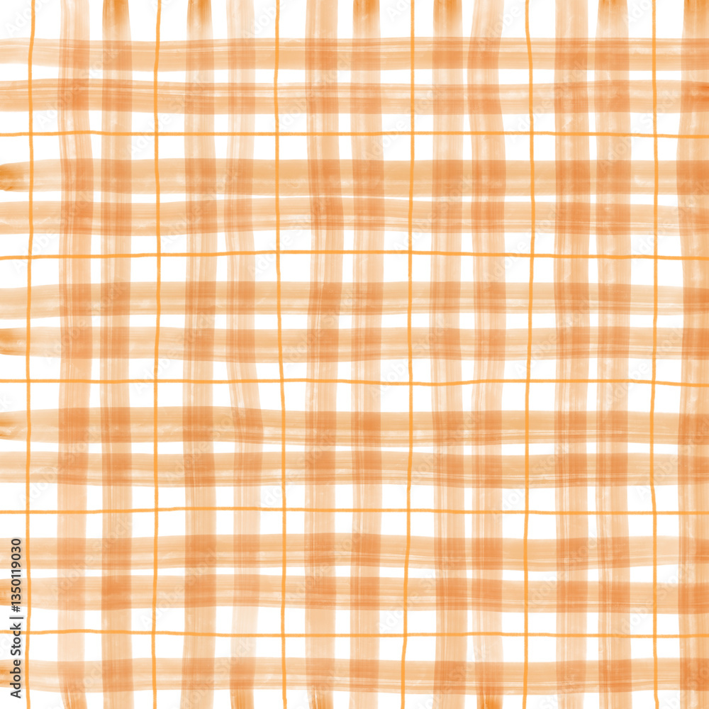 Orange Plaid Gingham Hand Drawn Background Pattern Overlay Orange Plaid Gingham Hand Drawn Background Pattern Overlay