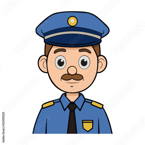Cartoon policeman, profession, vector illustration, funny style