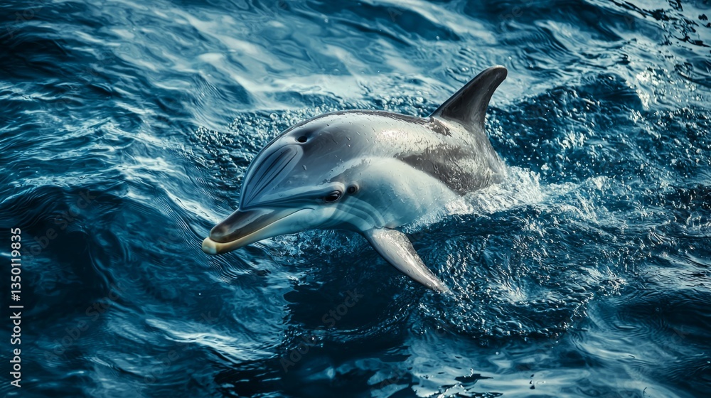 Fototapeta premium Playful Dolphin Swimming in Crystal Clear Ocean Waters