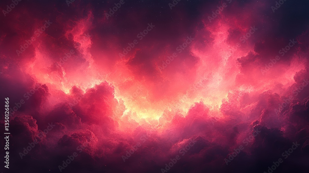 Fototapeta premium Vibrant cosmic clouds glowing in shades of pink and purple, evoking a celestial atmosphere