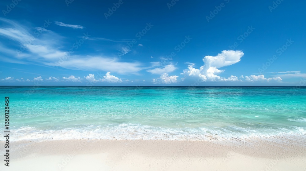 Serene Tropical Beach with Crystal Clear Water and Blue Sky Serene Tropical Beach with Crystal Clear Water and Blue Sky