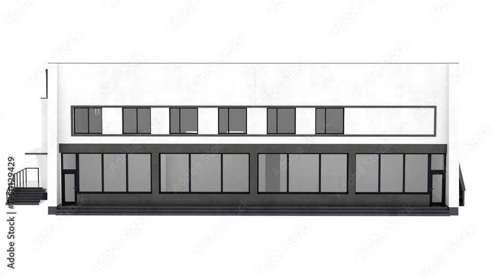 3d render modern minimalist building with transparent background 3d render modern minimalist building with transparent background