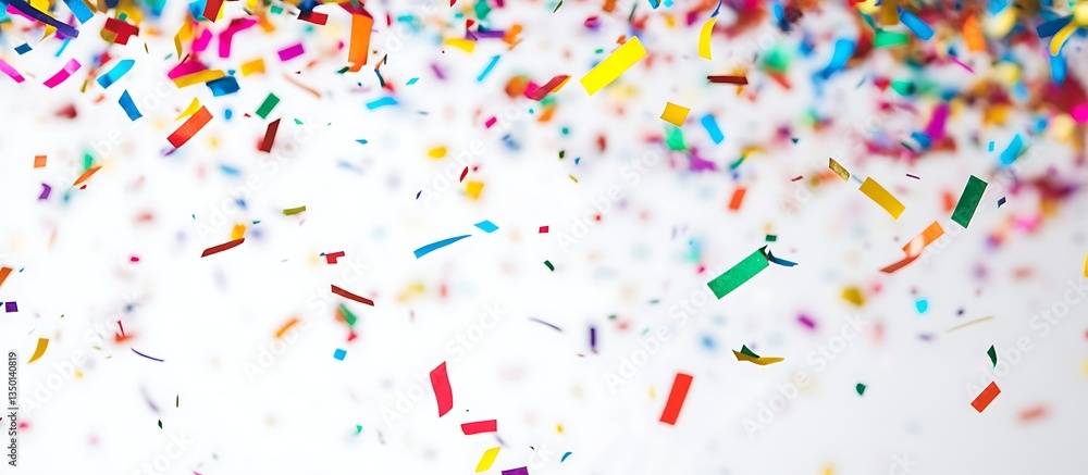 Confetti and glitter falling on a white background Confetti and glitter falling on a white background