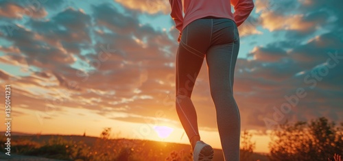 Silhouette of a Runner Against a Sunset Sky