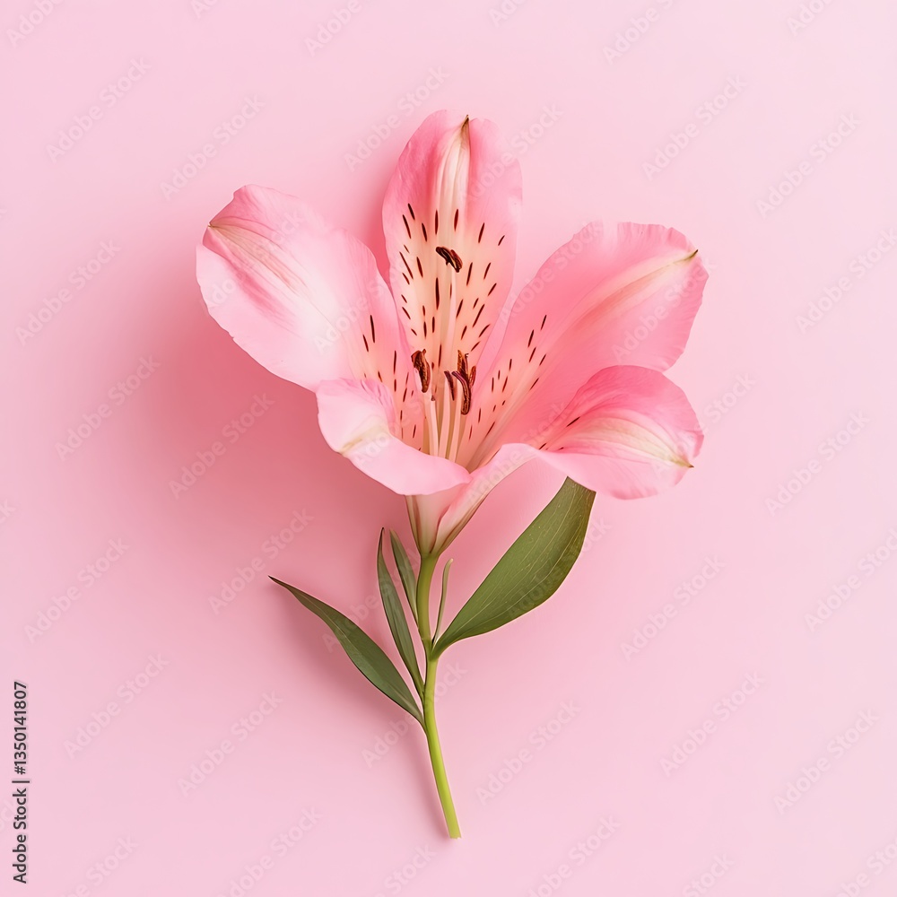 Obraz premium Fresh pink flower displayed on pink background beautiful floral arrangement