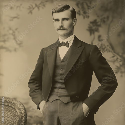 portrait of a Victorian retro handsome young smart man