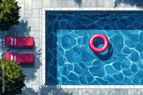 Enjoying a Sunny Day by the Pool With Bright Colors and Relaxing Vibes in a T...