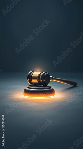 Gavel for Justice, Dark Background, Law.