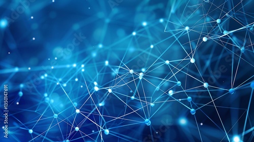 Blue Network Connection, Abstract Data Flow, Digital Background, Tech Presentation