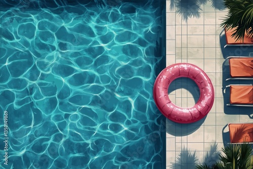 Enjoying a Sunny Day by the Pool With Bright Colors and Relaxing Vibes in a T...