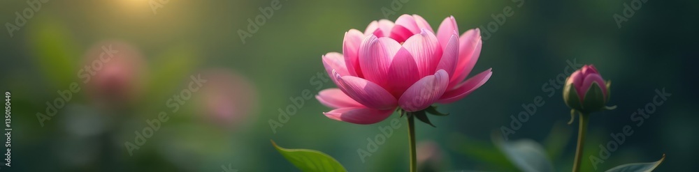 Fototapeta premium Solitary peony in a quiet and serene atmosphere, peonies, gentle, isolated