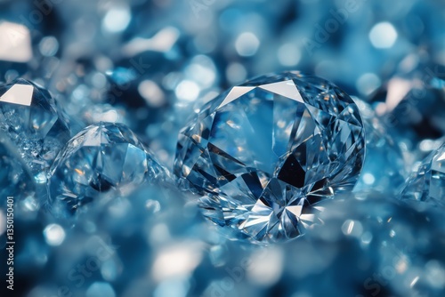 Stunning Blue Diamonds Sparkling Brightly Among Shimmering Gemstones in a Jew...