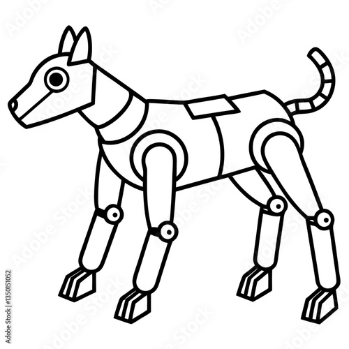 A robot dog with a streamlined body and mechanical legs, a sleek silhouette on  