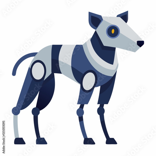 A robot dog with a streamlined body and mechanical legs, a sleek silhouette on  
