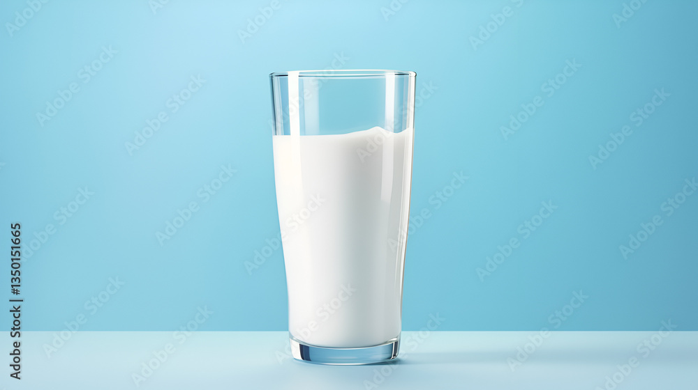 Glass of fresh milk on blue background with copy space. Dairy free healthy lifestyle concept. Dairy products, protein, organic drinks advertising and healthy lifestyle branding Glass of fresh milk on blue background with copy space. Dairy free healthy lifestyle concept. Dairy products, protein, organic drinks advertising and healthy lifestyle branding
