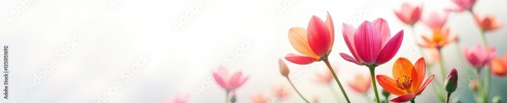 Fototapeta premium Colorful flower isolated on a white background with soft focus, flora, blossom
