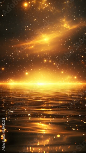 Glowing celestial reflection in a tranquil body of water