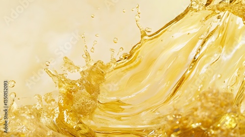 Golden oil splash with ethereal shimmering effect