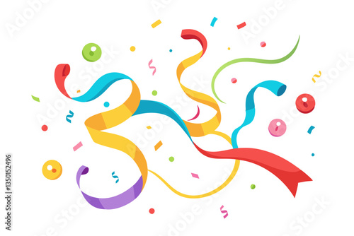 Bright Confetti and Streamers Floating in the Air. Joyful Party Vibes