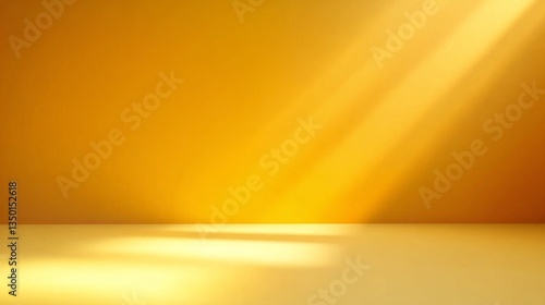 Golden Studio Backdrop Sunlight Rays on Yellow Wall and Floor