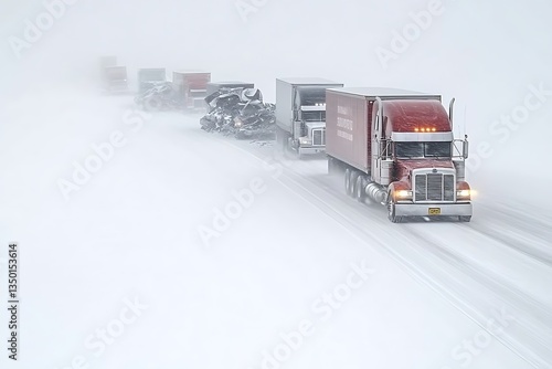 Blizzard Highway Truck Convoy.