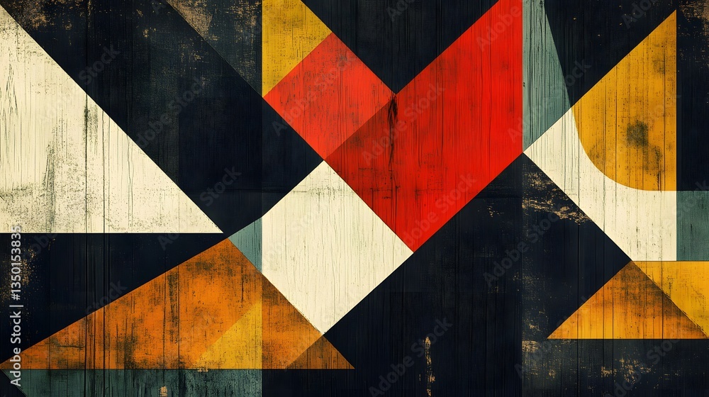 Fototapeta premium Abstract Geometric Art with Bold Colors and Textured Finish