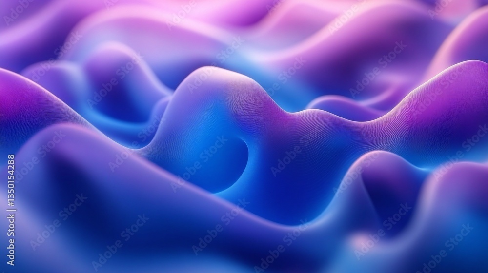 Obraz premium Abstract Blue and Purple 3D Wave Background Digital Art Fluid Design Vibrant Swirls