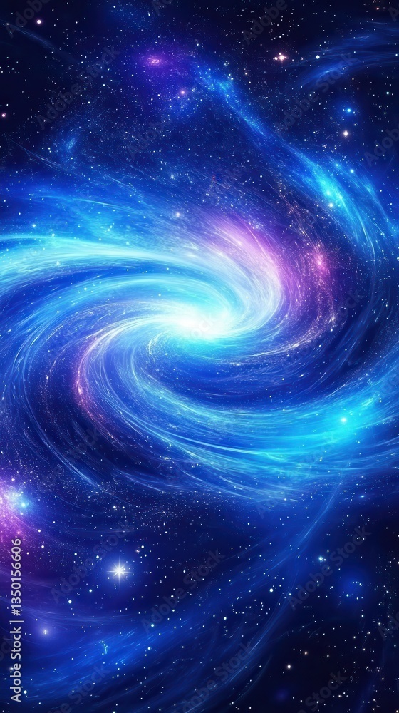 Obraz premium Beautiful blue and purple background with swirling galaxies and stars, vector illustration, mobile phone wallpaper, space poster, science fiction/fantasy game concept art